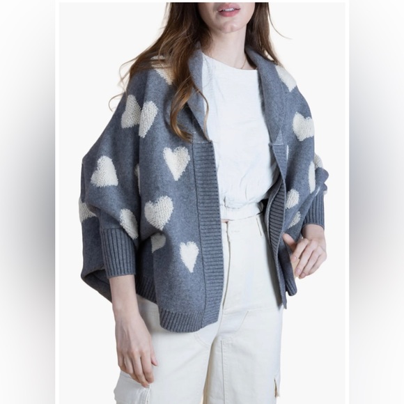 SAACHI RIBBED HEART CARDIGAN one size - Picture 3 of 12